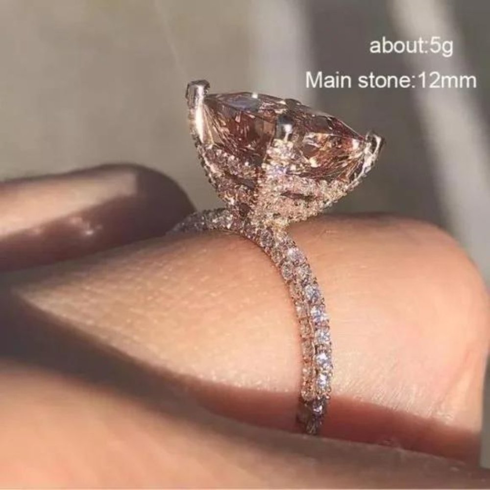 New 6 Carat 18K Rose Gold Morganite Ring, beautiful Ring, shiny Ring - Picture 3 of 8